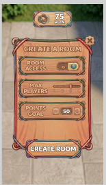 Rubber Band Throw Create Room screen