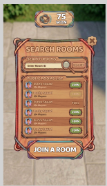 Rubber Band Throw Search Rooms screen