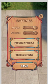 Rubber Band Throw Settings screen